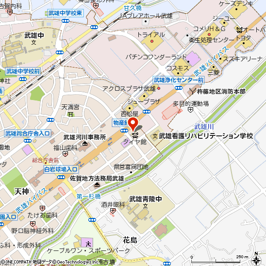 タイヤ館武雄付近の地図